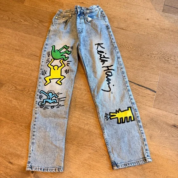 Keith Haring kids Graphic wide leg Jeans - Picture 1 of 7